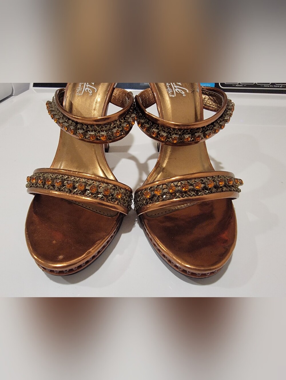 Sizzle By Colorifics Metallic Bronze Jeweled Women's Sandals